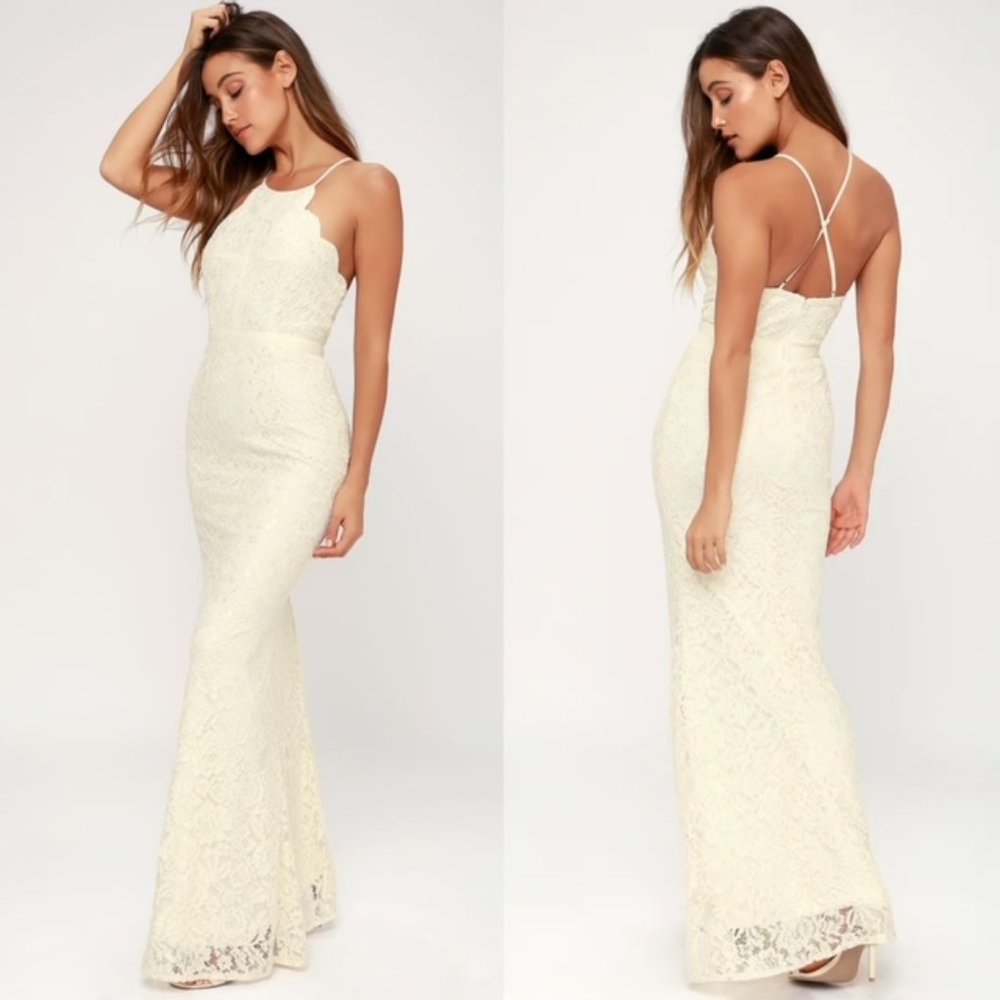 Lulus - Cream Lace Maxi Dress - NWT - Small